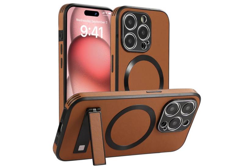 trends for living Handyhülle Leder Hülle für iPhone 13 Pro Max Plus Magsafe Ständer Handy Cover von trends for living