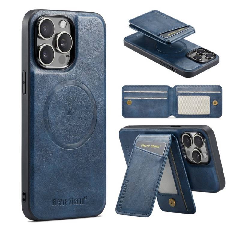trends for living Handyhülle Leder Hülle für iPhone 14 Pro Max Plus Ständer Magsafe Wallet von trends for living