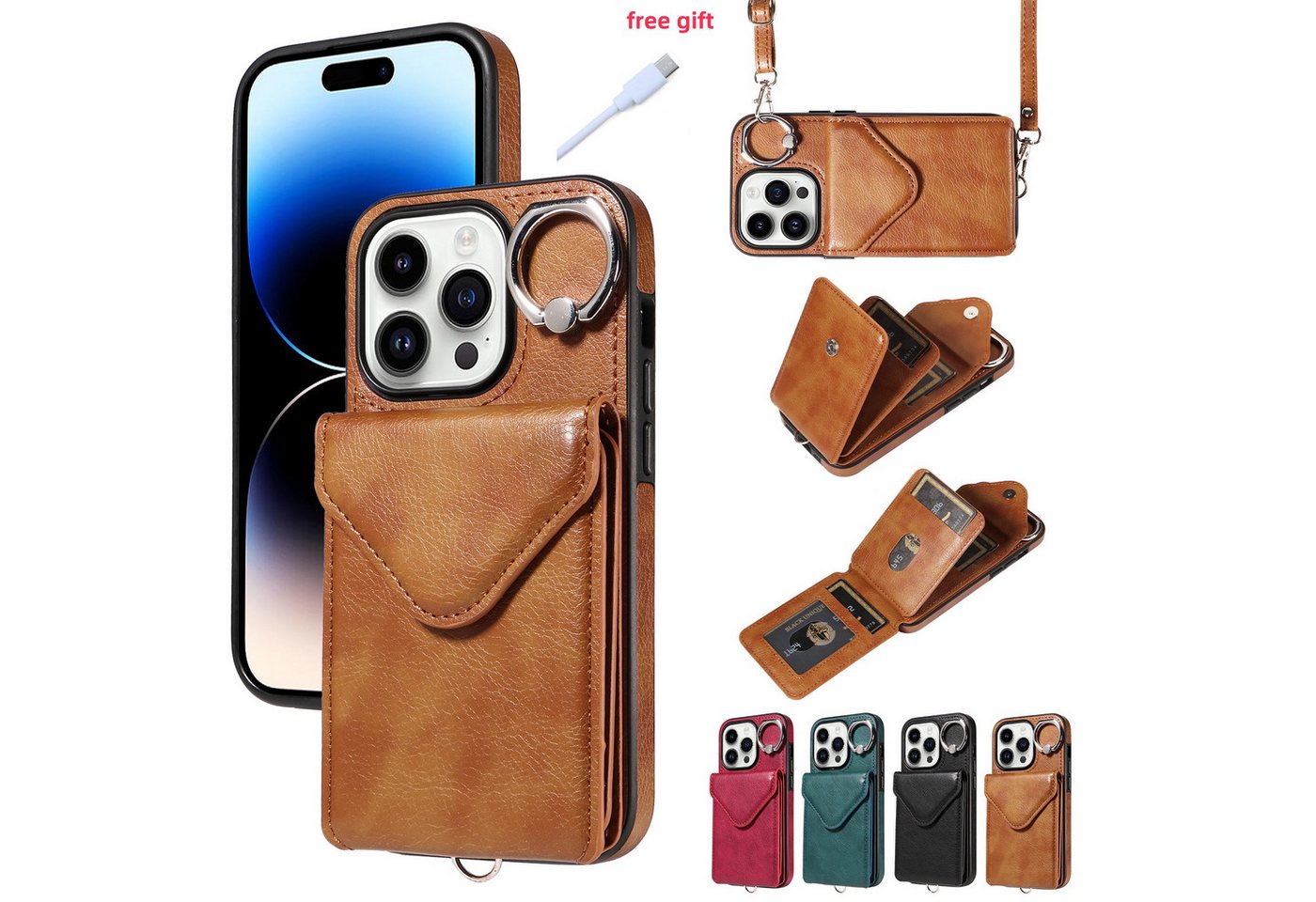 trends for living Handyhülle Leder Hülle für iPhone 16 Pro Max Plus Ständer Handy Cover Case trends for living Handyhülle Leder Hülle für iPhone 16 Pro Max Plus Ständer Handy Cover Case von trends for living