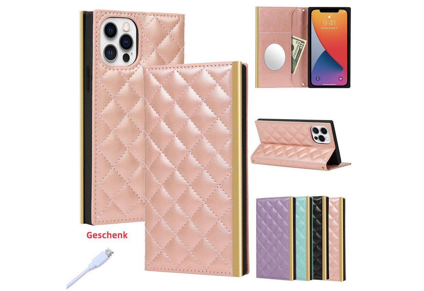 trends for living Handyhülle Leder Hülle für iPhone 8 12 13 14 PRO PLUS Wallet Cover Spiegel trends for living Handyhülle Leder Hülle für iPhone 8 12 13 14 PRO PLUS Wallet Cover Spiegel von trends for living