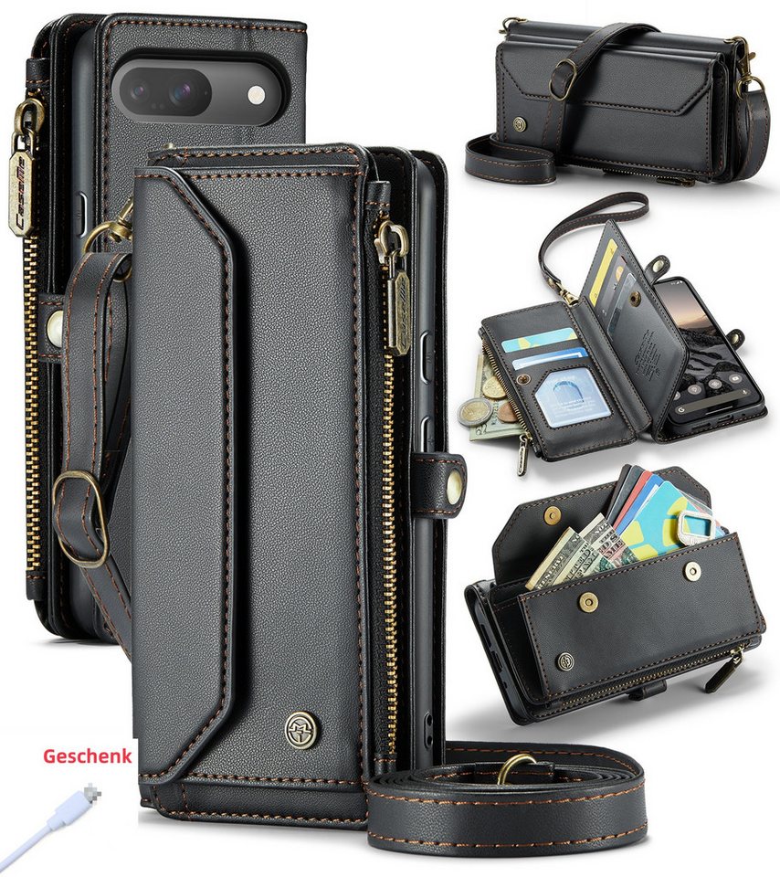 trends for living Handyhülle Magsafe Schultergur Leder Handy Hülle für Google Pixel 8 Pro 8 Case von trends for living