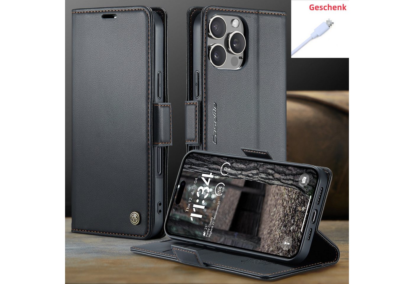 trends for living Handyhülle Schnalle Anti-Diebstahl Bürste Hülle Case für iphone 15 Pro Max Plus von trends for living