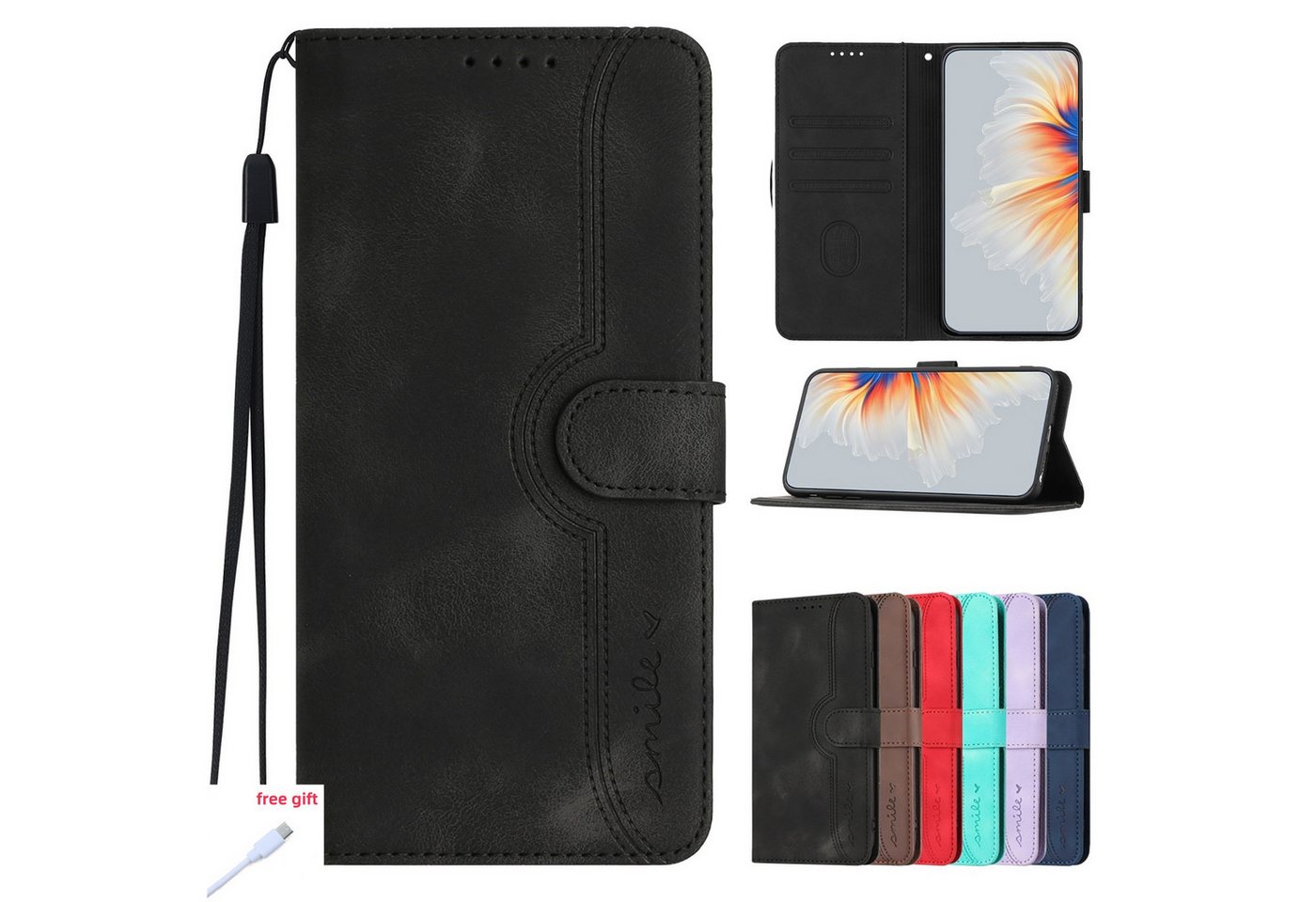 trends for living Handyhülle Wallet-Stil Hülle für iPhone 15 Pro Plus Ständer Leder Handy Cover von trends for living