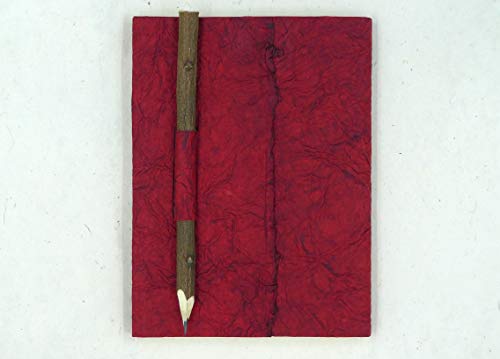 paperfreak *veganes Leder* Notizbuch A5-18x14cm Lederpapierbuch Reisejournal Skizzenbuch Brahmanenleder (rot lavarot) von tribal paper bhutanarts