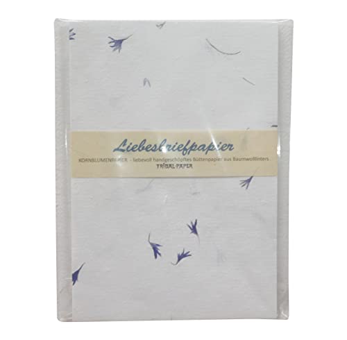 paperfreak: KornBlumenPapier > Liebesbriefpapier < handgeschöpft 'A5-' 16 Bogen Büttenpapier für Handschrift und Drucker Echtblütenpapier paperfreak: KornBlumenPapier > Liebesbriefpapier < handgeschöpft 'A5-' 16 Bogen Büttenpapier für Handschrift und Drucker Echtblütenpapier von tribal paper bhutanarts