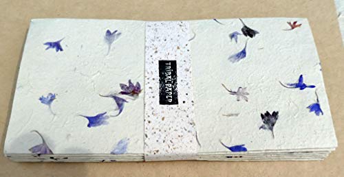 paperfreak: Blütenpapier mit Kornblumen - Blüten Couverts/Umschläge Din lang handgeschöpft 12er Bund Seidelbast von tribal paper