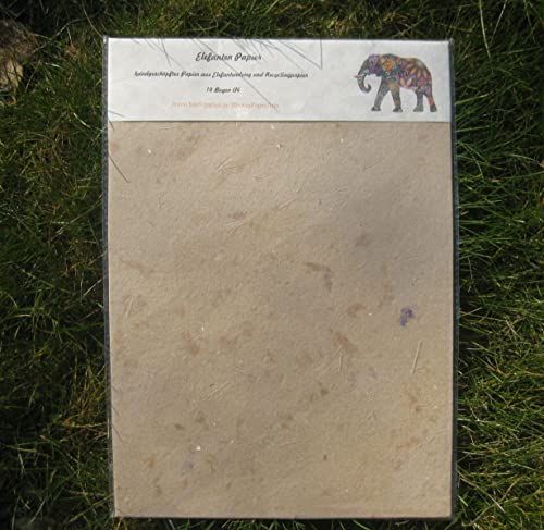 paperfreak: Elefantenpapier handgeschöpft A4 / Papier aus ElefantenDung / naturbraun / 10 BogenSet von tribal paper