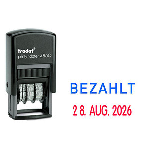 trodat Datumstempel mit Text "Bezahlt" printy-dater 4850/L selbstfärbend blau rot trodat Datumstempel mit Text "Bezahlt" printy-dater 4850/L selbstfärbend blau rot von trodat