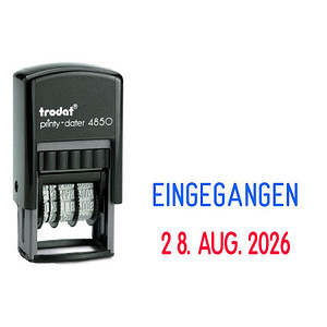 trodat Datumstempel mit Text "Eingegangen" printy-dater 4850/L selbstfärbend blau rot von trodat