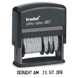 trodat Datumstempel mit Text printy dater 4817 selbstfärbend schwarz von trodat