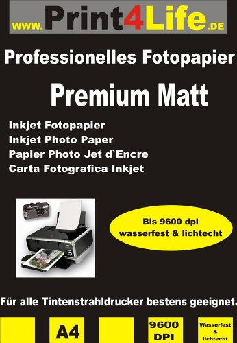 Beidseitig 50 Blatt DIN A4 242g /m² Premium MATT Fotopapier matt - sofort trocken - wasserfest - hochweiß - sehr hohe Farbbrillianz für Tintenstrahldrucker Flyerpapier Broschüren Vorlagen von trucol