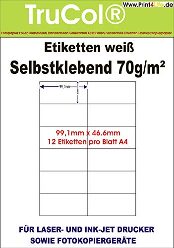 Universal-Etiketten Internetmarke (99.1 x 46.6 mm auf DIN A4 Premium Papier, matt,) 300 Stück auf 25 Blatt, weiß, bedruckbar, für B4-, C4- und C5-Briefumschläge von trucol