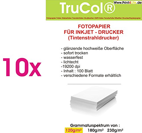 trucol 1000 Blatt High Glossy glänzendes Fotopapier DIN A4 120g/m² von trucol