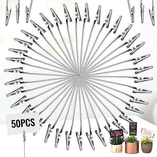 50 Stück Memo Clip Halter Ständer, Stehen Memo Clip,Diy Memo Clip Halter Ständer, Fotohalter Mit Klammern, Für Bilder Karte Hochzeit Geburtstag Party, 10 cm/ 3,94 Zoll(Silber) von truee