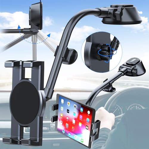 truee Auto-Handyhalter, Saugnapf Handyhalter, Windschutzscheibe KFZ Handy Halterung, Lüftung KFZ-Handyhalterung, EIN-Knopf-Release 360° Drehbar, Für Mobiltelefone und Pads(Schwarz) von truee