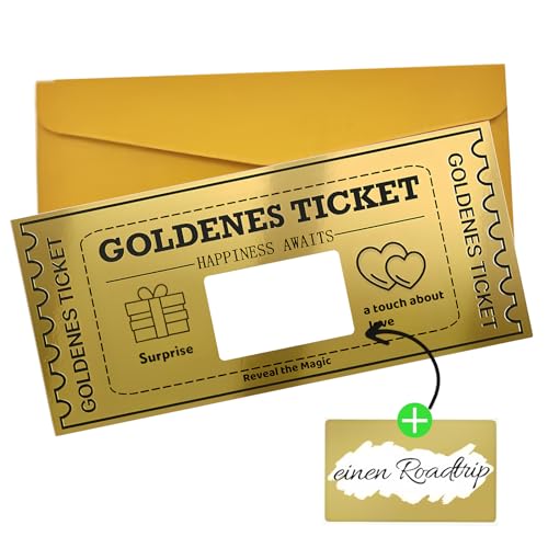 truee Voucher Cards with Envelope Set, Birthday Card Golden Ticket with Envelope, golden ticket with scratch card, golden ticket, birthday card, birthday gift, scratch card for labelling von truee