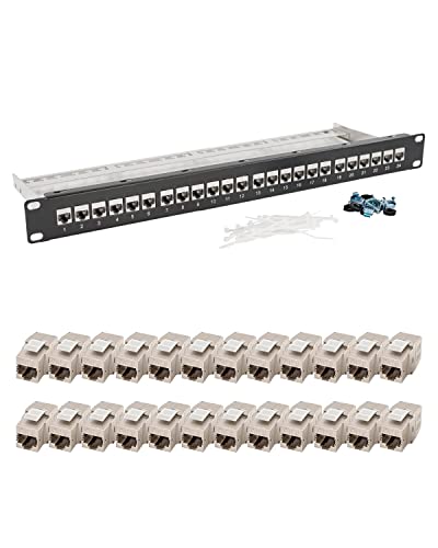tsnetworks 24 Port Patchpanel 1HE 19 Zoll inkl. 24x Cat. 8.1 Keystone Modul RJ45 Buchse 40Gbits STP vollgeschirmt für AWG22-24 Verlegekabel Cat. 7a, Cat. 7, Cat. 6, Cat. 6a Netzwerk Patchfeld Set tsnetworks 24 Port Patchpanel 1HE 19 Zoll inkl. 24x Cat. 8.1 Keystone Modul RJ45 Buchse 40Gbits STP vollgeschirmt für AWG22-24 Verlegekabel Cat. 7a, Cat. 7, Cat. 6, Cat. 6a Netzwerk Patchfeld Set von tsnetworks