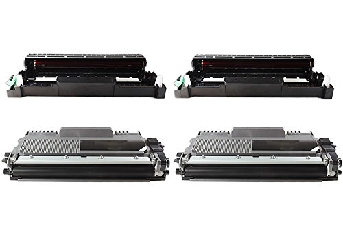 ttrecycling -kompatible- Ersatz für Brother DCP-7055 / DCP-7055W / DCP-7057 (2X DR-2200 Trommel + 2X TN-2010 XL Toner) - von ttrecycling