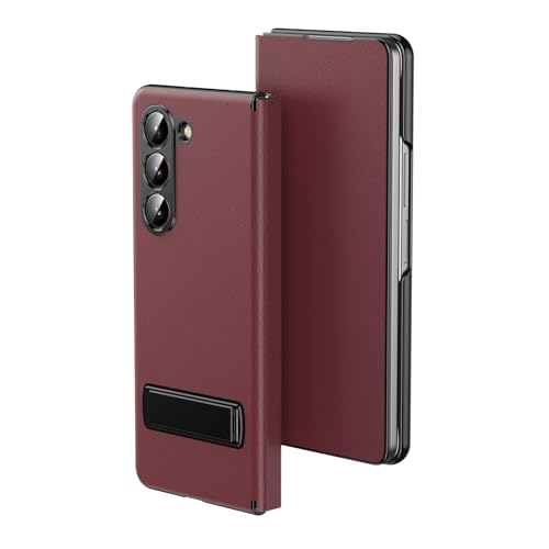 Smartphone-Flip-Cover Lederhülle mit Ständer, kompatibel mit Samsung Galaxy Z Fold 5, magnetische Schutzhülle mit weichem Griff, Luxus-Cover for Männer/Frauen, hochklappbare, stoßfeste Handyhüllen mit von tuanshunhengb