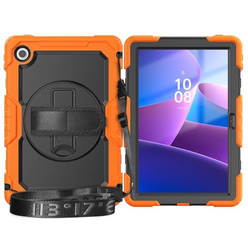 Tablet-Schutzhülle Kompatibel mit Lenovo Tab 10.1" (TB-311XU)/ K10C TB-311FU, robuste, stoßfeste TPU-Hülle, Schutzhülle mit Displayschutzfolie, 380° schwenkbarer Ständer + Handschlaufe + Schultergurt( von tuanshunhengb