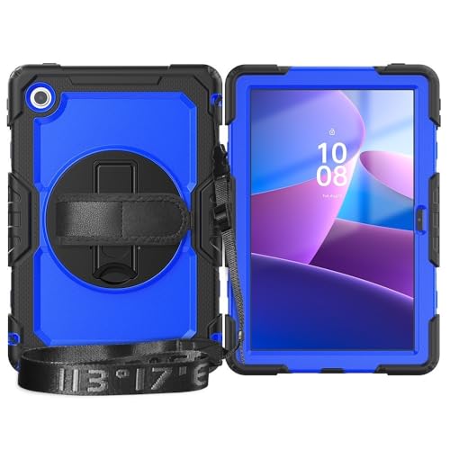 Tablet-Schutzhülle Kompatibel mit Lenovo Tab 10.1" (TB-311XU)/ K10C TB-311FU, robuste, stoßfeste TPU-Hülle, Schutzhülle mit Displayschutzfolie, 380° schwenkbarer Ständer + Handschlaufe + Schultergurt( von tuanshunhengb