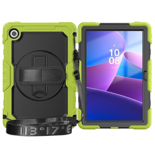 Tablet-Schutzhülle Kompatibel mit Lenovo Tab 10.1" (TB-311XU)/ K10C TB-311FU, robuste, stoßfeste TPU-Hülle, Schutzhülle mit Displayschutzfolie, 380° schwenkbarer Ständer + Handschlaufe + Schultergurt( von tuanshunhengb
