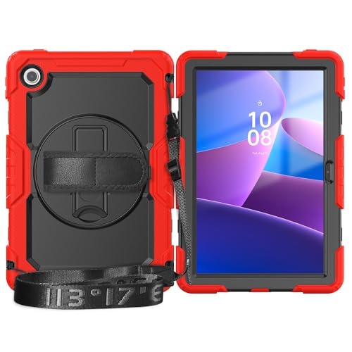 Tablet-Schutzhülle Kompatibel mit Lenovo Tab 10.1" (TB-311XU)/ K10C TB-311FU, robuste, stoßfeste TPU-Hülle, Schutzhülle mit Displayschutzfolie, 380° schwenkbarer Ständer + Handschlaufe + Schultergurt( von tuanshunhengb