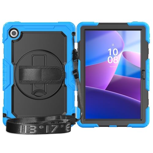 Tablet-Schutzhülle Kompatibel mit Lenovo Tab 10.1" (TB-311XU)/ K10C TB-311FU, robuste, stoßfeste TPU-Hülle, Schutzhülle mit Displayschutzfolie, 380° schwenkbarer Ständer + Handschlaufe + Schultergurt( von tuanshunhengb
