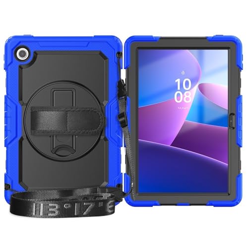 Tablet-Schutzhülle Kompatibel mit Lenovo Tab 10.1" (TB-311XU)/ K10C TB-311FU, robuste, stoßfeste TPU-Hülle, Schutzhülle mit Displayschutzfolie, 380° schwenkbarer Ständer + Handschlaufe + Schultergurt( von tuanshunhengb