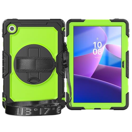 Tablet-Schutzhülle Kompatibel mit Lenovo Tab 10.1" (TB-311XU)/ K10C TB-311FU, robuste, stoßfeste TPU-Hülle, Schutzhülle mit Displayschutzfolie, 380° schwenkbarer Ständer + Handschlaufe + Schultergurt( von tuanshunhengb
