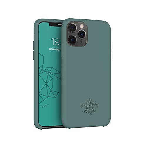 turtleandcase Silikonhülle für iPhone 11 Pro (5,8") - Liquid Silicone Case - Kostenloses Panzerglas - Hochwertiges Silikon Schutz - Kratzfestes Mikrofaserfutter Schutzcase (Piniengrün) von turtleandcase