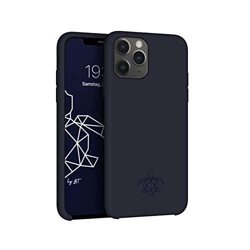 turtleandcase Silikonhülle für iPhone 11 Pro Max (6,5") - Liquid Silicone Case - Kostenloses Panzerglas - Hochwertiges Silikon Schutz - Kratzfestes Mikrofaserfutter Schutzcase (Mitternachtsblau) von turtleandcase