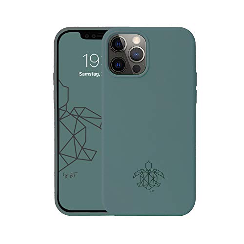 turtleandcase Silikonhülle für iPhone 12 Pro Max (6,7") - Liquid Silicone Case - Kostenloses Panzerglas - Hochwertiges Silikon mit Rundumschutz - Kratzfestes Mikrofaserfutter Schutzcase (Piniengrün) von turtleandcase