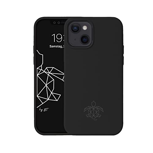 turtleandcase Silikonhülle für iPhone 13 Mini (5,4") - Silicone Case - Kostenloses Panzerglas - Hochwertiges Silikon mit Rundumschutz - Kratzfestes Mikrofaserfutter Schutzcase (Schwarz) von turtleandcase