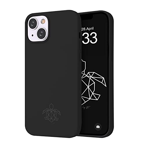 turtleandcase Silikonhülle für iPhone 14 Plus (6,7") - Liquid Silicone Case - Kostenloses Panzerglas - Hochwertiges Silikon - Kratzfestes Mikrofaserfutter Rundumschutz Schutzcase (Schwarz) von turtleandcase