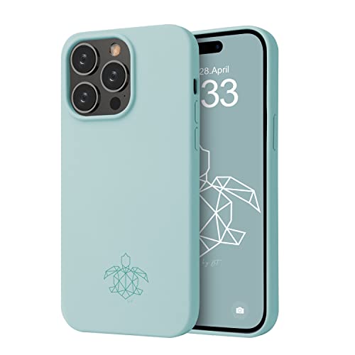 turtleandcase Silikonhülle für iPhone 14 Pro Max (6,7") - Liquid Silicone Case - Kostenloses Panzerglas - Hochwertiges Silikon - Kratzfestes Mikrofaserfutter Rundumschutz Schutzcase (Helles Minzgrün) von turtleandcase