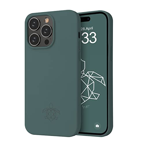 turtleandcase Silikonhülle für iPhone 14 Pro Max (6,7") - Liquid Silicone Case - Kostenloses Panzerglas - Hochwertiges Silikon - Kratzfestes Mikrofaserfutter Rundumschutz Schutzcase (Piniengrün) von turtleandcase