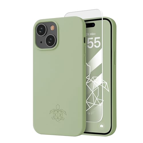 turtleandcase Silikonhülle für iPhone 15 Plus (6,7") - Liquid Silicone Case - Kostenloses Panzerglas - Hochwertiges Silikon - Mikrofaserfutter Rundumschutz Schutzcase (Matcha Grün) von turtleandcase