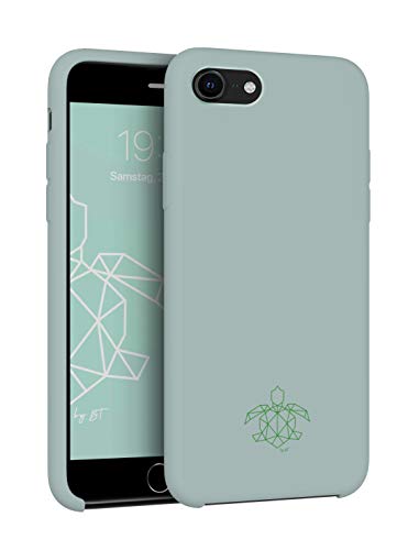 turtleandcase Silikonhülle für iPhone SE(2020) (4,7") - Liquid Silicone Case - Kostenloses Panzerglas - Hochwertiges Silikon Schutz - Kratzfestes Mikrofaserfutter Schutzcase (Helles Minzgrün) von turtleandcase