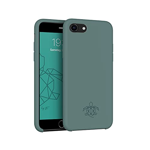 turtleandcase Silikonhülle für iPhone SE(2020) (4,7") - Liquid Silicone Case - Kostenloses Panzerglas - Hochwertiges Silikon Schutz - Kratzfestes Mikrofaserfutter Schutzcase (Piniengrün) von turtleandcase