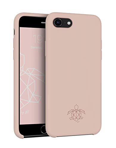 turtleandcase Silikonhülle für iPhone SE(2020) (4,7") - Liquid Silicone Case - Kostenloses Panzerglas - Hochwertiges Silikon Schutz - Kratzfestes Mikrofaserfutter Schutzcase (Sand Pink) von turtleandcase
