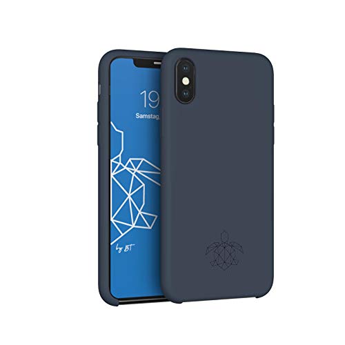 turtleandcase Silikonhülle für iPhone X (5,8") - Liquid Silicone Case - Kostenloses Panzerglas - Hochwertiges Silikon Schutz - Kratzfestes Mikrofaserfutter Schutzcase (Blau) von turtleandcase