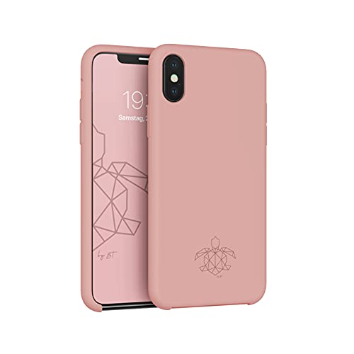 turtleandcase Silikonhülle für iPhone X (5,8") - Liquid Silicone Case - Kostenloses Panzerglas - Hochwertiges Silikon Schutz - Kratzfestes Mikrofaserfutter Schutzcase (Cherry Pink) von turtleandcase