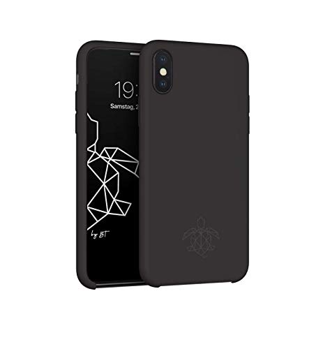 turtleandcase Silikonhülle für iPhone XS Max (6,5") - Liquid Silicone Case - Kostenloses Panzerglas - Silikon Schutz - Kratzfestes Mikrofaserfutter Schutzcase (Schwarz) von turtleandcase