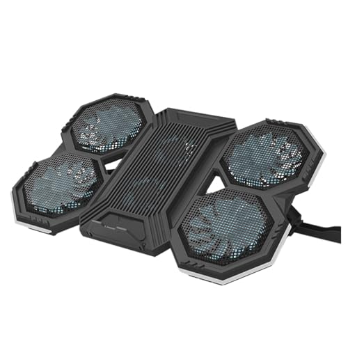 tuwiwol RGB Licht Laptop Kühlkörperhalterung sorgt für eine schnelle Wärmeableitung mit 6 Lüftern. Luftgekühlter ABS Halbleitersockel mit 6 Lüftern, F12 Standard Edition von tuwiwol
