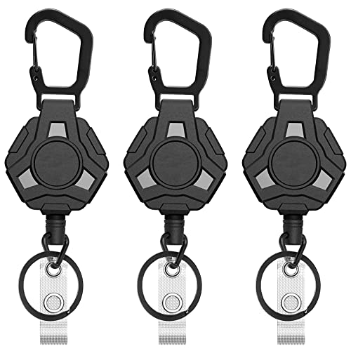 3 Stück Schlüsselanhänger Ausziehbar, Schlüsselband Ausziehbar Ausweishalter, Heavy Duty Einziehbarer Schlüsselanhänger Schlüsselrolle, Ausweis JoJo mit 60cm Stahlseil, Schlüsselkette mit Karabiner von twirush