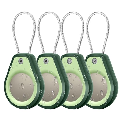 Wasserdichter AirTag-Halter – (4 Stück) Airtag-Lock-Schlüsselanhänger mit Drahtkabel, kompatibel mit Apple AirTags, ultra-langlebige Anti-Verlust-Schutzhülle für Gepäck, Schlüssel, Rucksack, Avocado von typecase