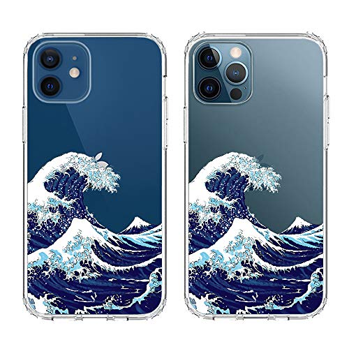 uCOLOR Hülle Kompatibel mit iPhone 12 Pro/iPhone12 (6,1 Zoll) The Great Japanese Waves Thin Slim Hybrid Clear Case Anti-Scratch Protective Crystal Schutzhülle für iPhone 12/12 Pro 6,1 Zoll 2020 von uCOLOR