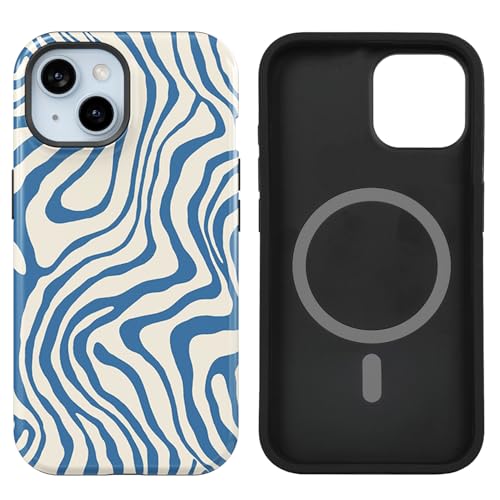 uCOLOR Kompatibel mit iPhone 15/14/13 Hülle [2,4 m Falltest], kompatibel mit MagSafe – schützende Luxus-Designer-Schutzhüllen der Mag-Serie (Blue Ocean Waves, iPhone 15/14/13, 15,5 cm) von uCOLOR
