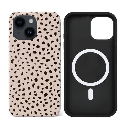 uCOLOR Kompatibel mit iPhone 15/14/13 Hülle [2,4 m Falltest], kompatibel mit MagSafe – schützende Luxus-Designer-Schutzhüllen der Mag-Serie (Mandel Latte Polka Dot, iPhone 15/14/13, 6,1 Zoll) von uCOLOR